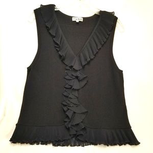Cachet Womans Sleeveless Sweater Size  XL Ruffled Beads Stretchy Form Fitting